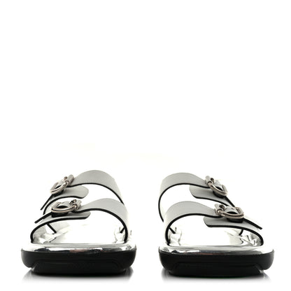 Prada Natural Calfskin Double Buckle 20mm Sandals 38.5 White 2 of 11