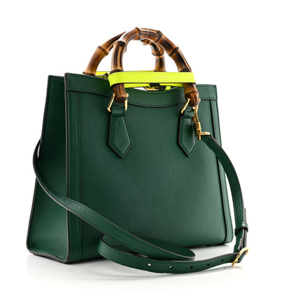 Gucci Wonka Grain Calfskin Small Diana Tote Bag Green Yellow Fluo 3 of 10