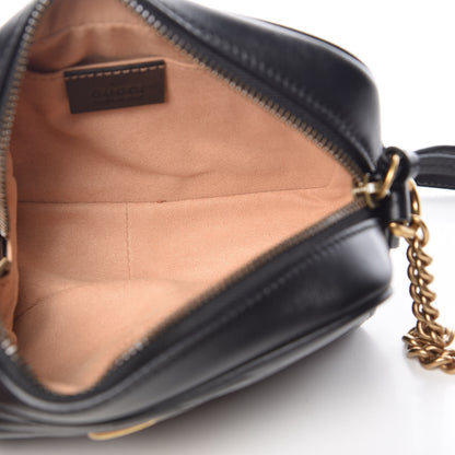 Gucci Calfskin Matelasse Mini GG Marmont Chain Shoulder Bag Black 5 of 10
