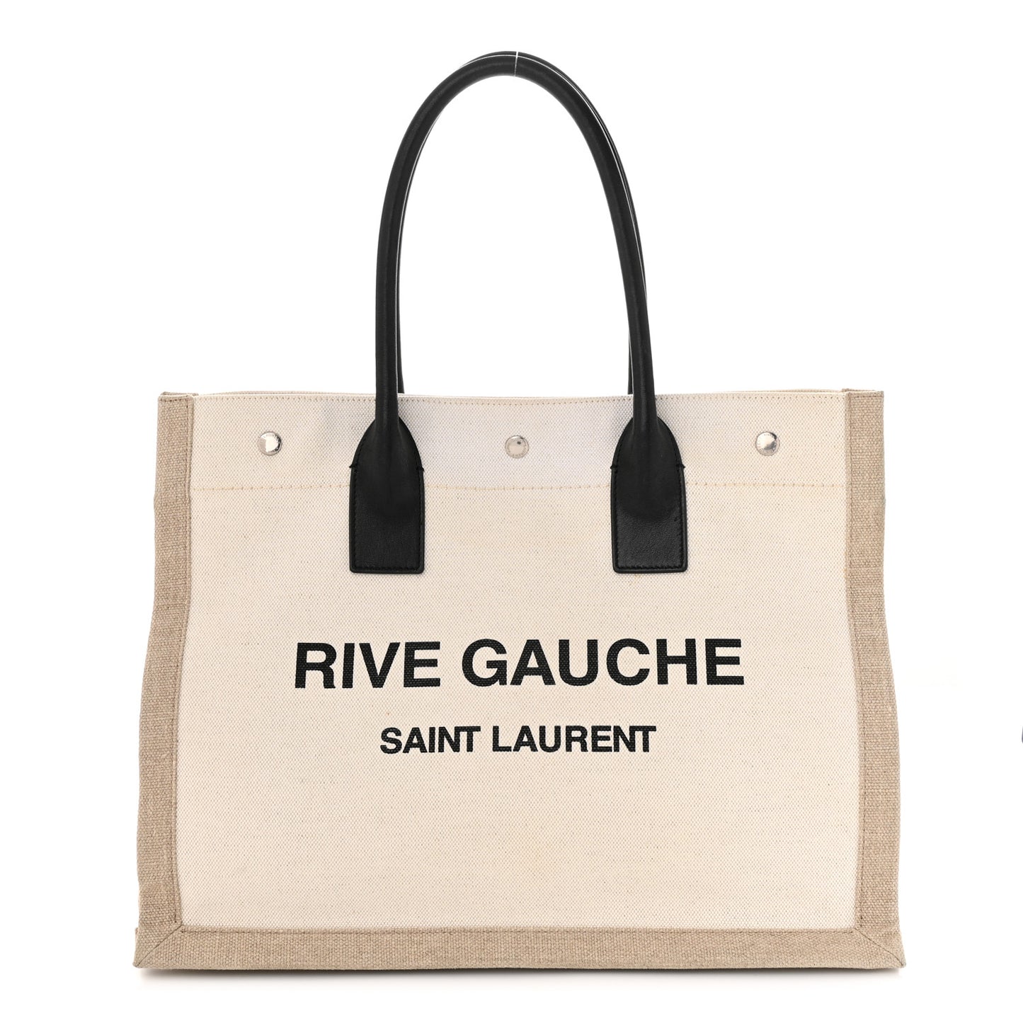 Linen Calfskin Small Rive Gauche Tote Greggio Natural