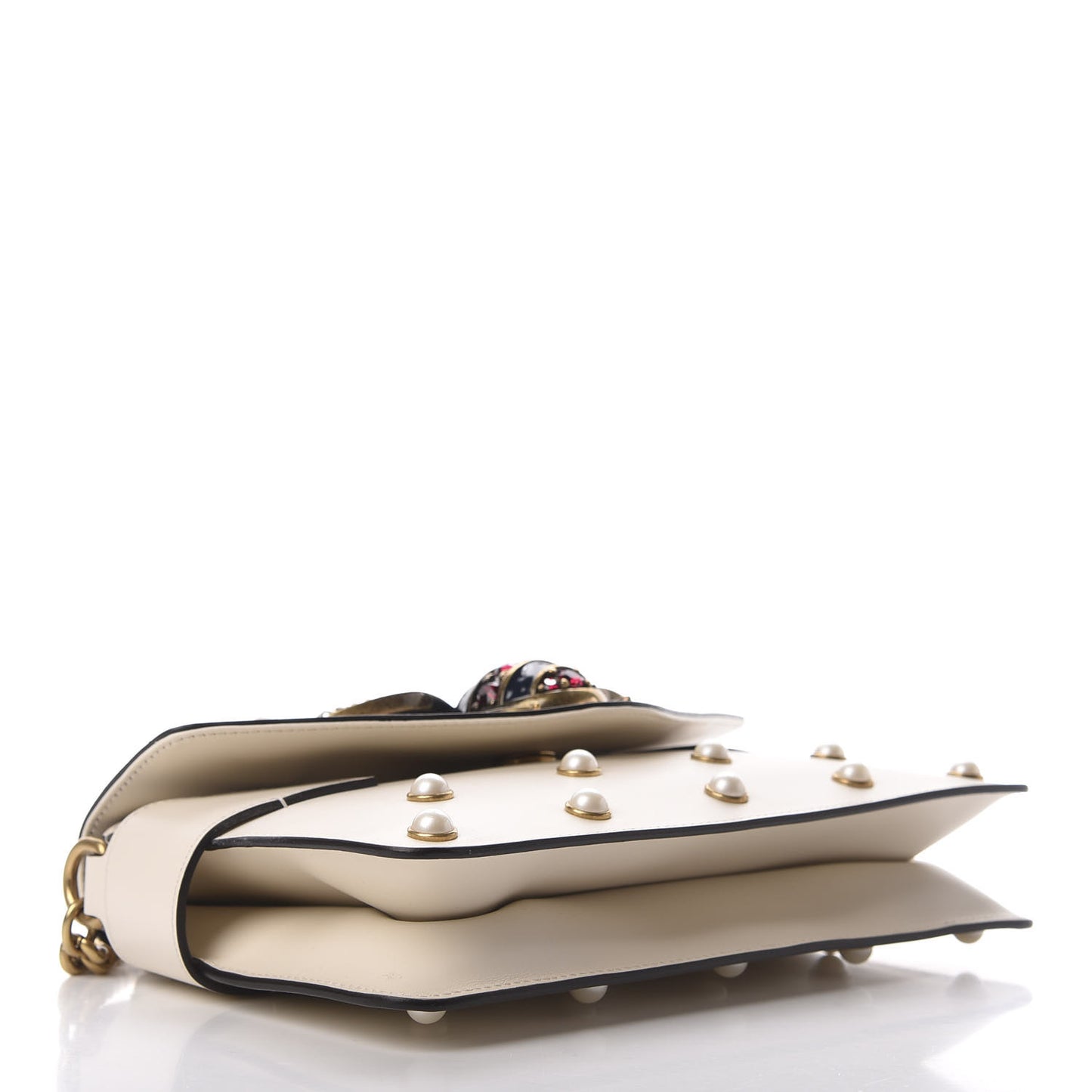 Nappa Pearl Studded Mini Queen Margaret Broadway Shoulder Bag Mystic White