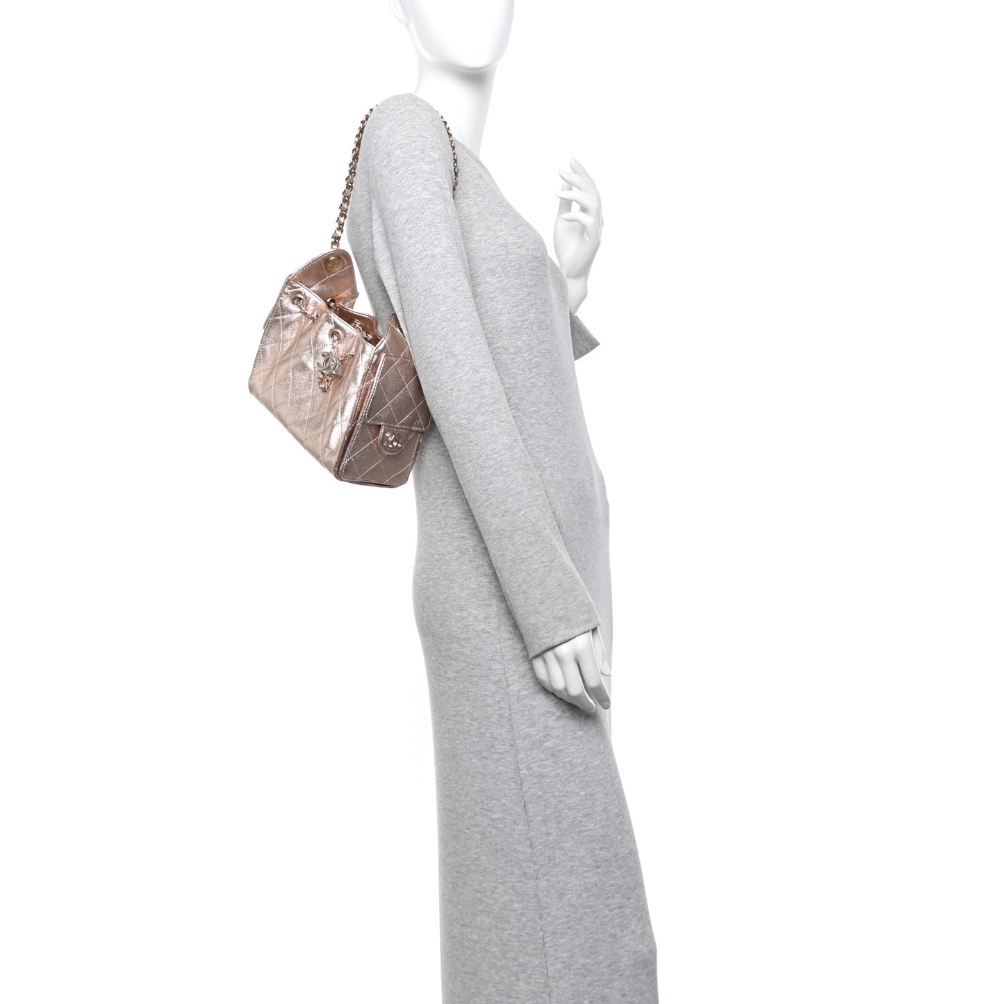 Metallic Caviar Quilted Mini Chanel 25 Handbag Copper
