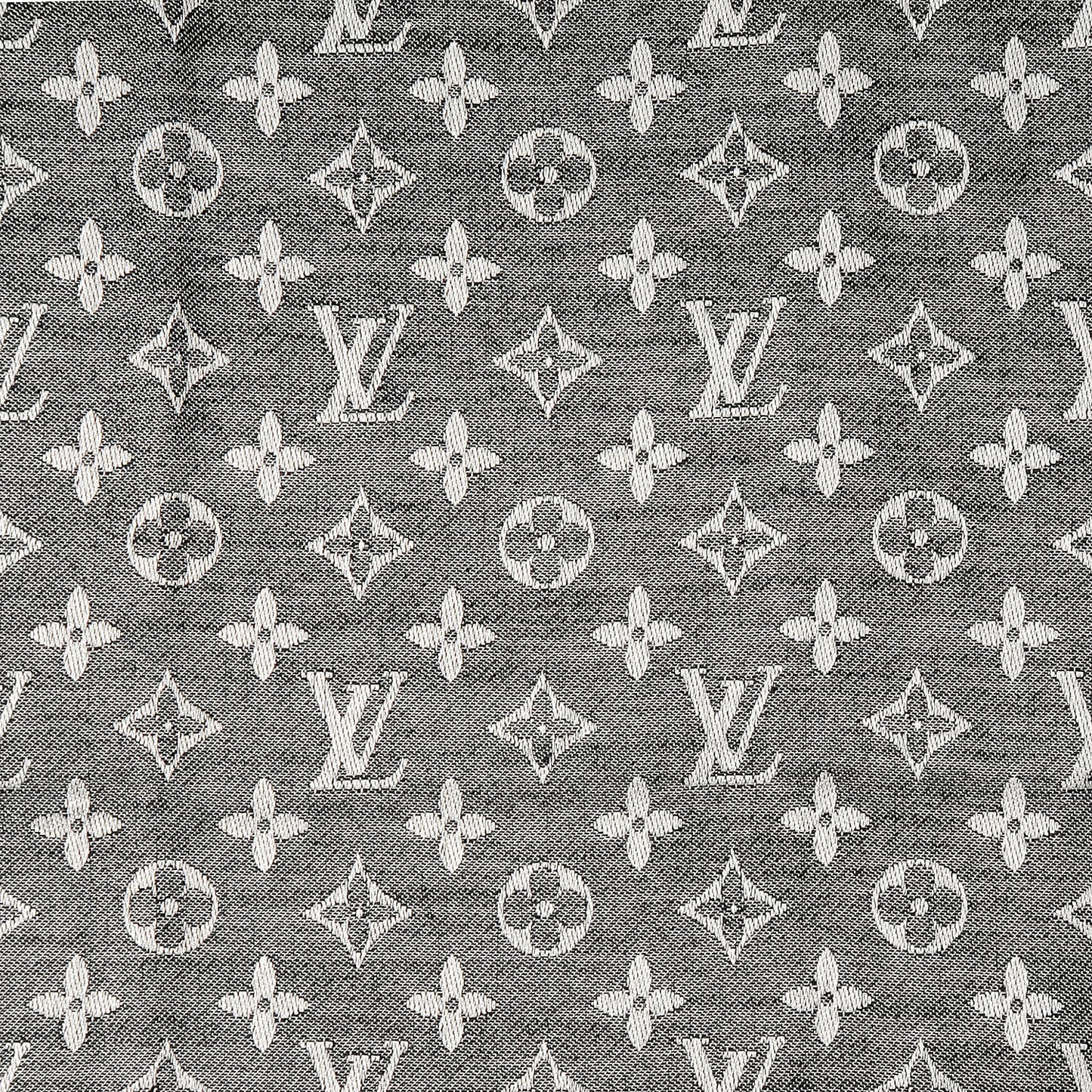 Wool Silk Monogram Denim Shawl Black