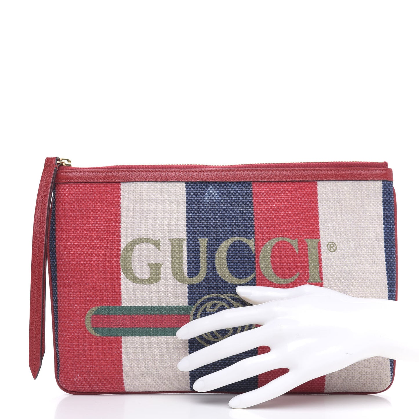 Canvas Sylvie Stripe Logo Zip Pouch Mystic White Hibiscus Red Maritime