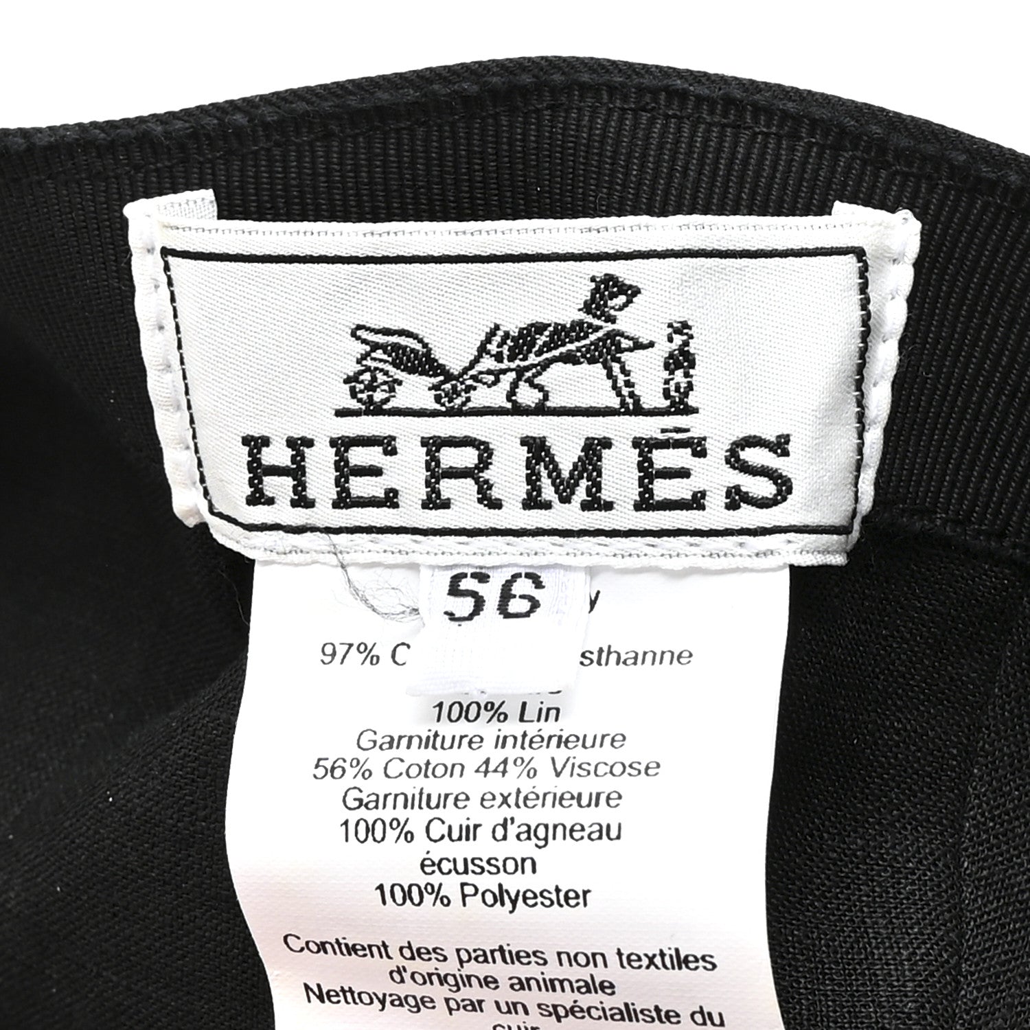 Hermes Cotton Miles H Circle Hat 56 Black 8 of 8