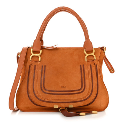 Chloe Suede Calfskin Braided Medium Marcie Double Carry Henna Orange 1 of 12