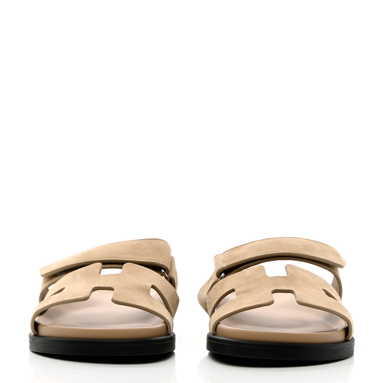 Hermes Suede Goatskin Womens Chypre Sandals 38 Beige Argile 2 of 12