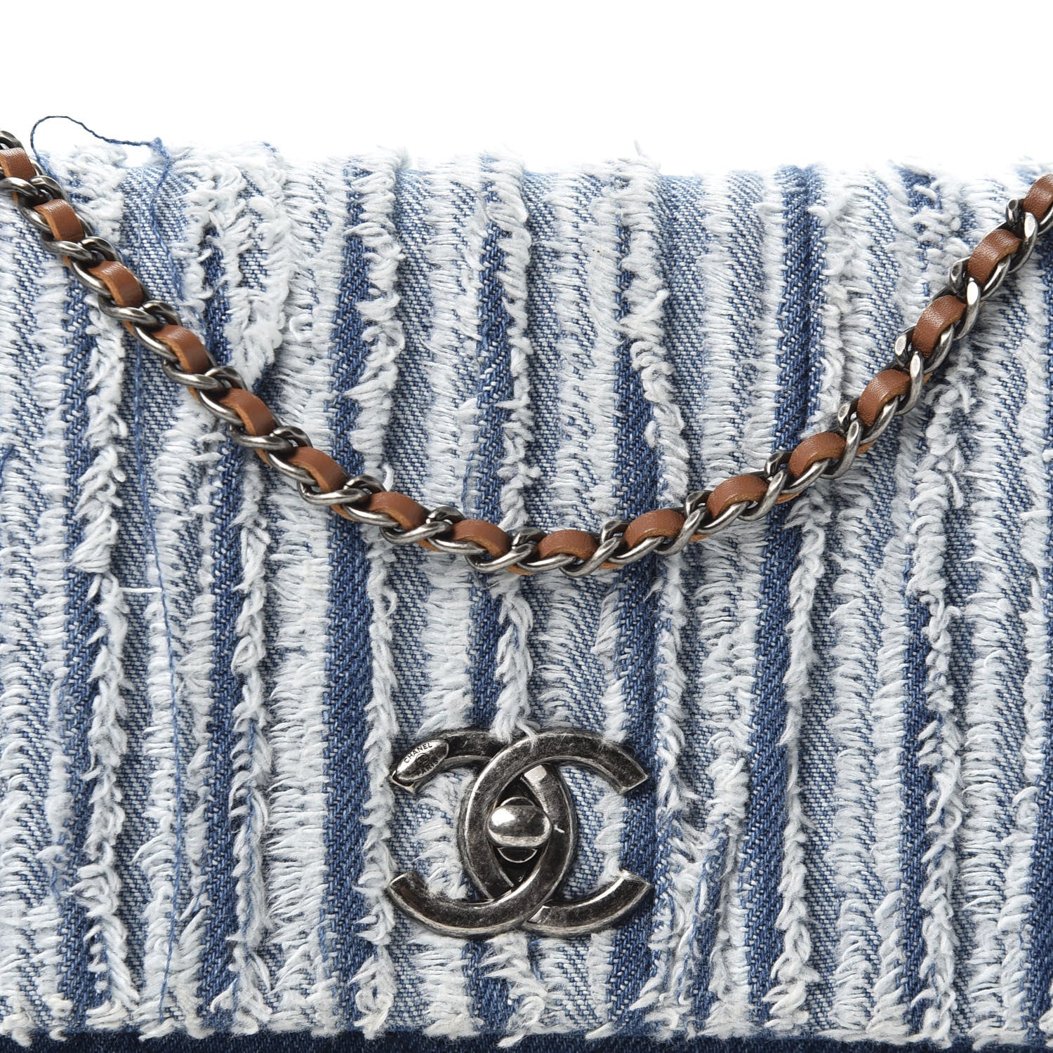 Chanel Denim Fringe Medium Single Flap Bag Blue 13 of 13