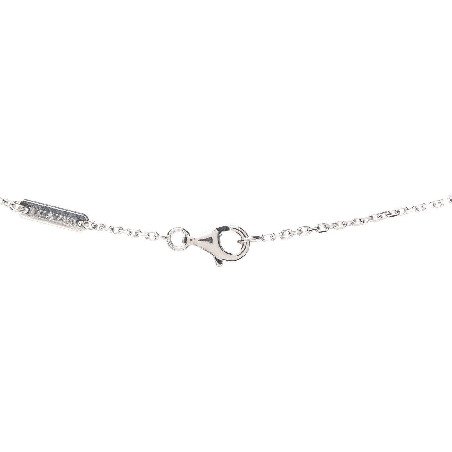 18K White Gold Mother of Pearl Vintage Alhambra Pendant Necklace