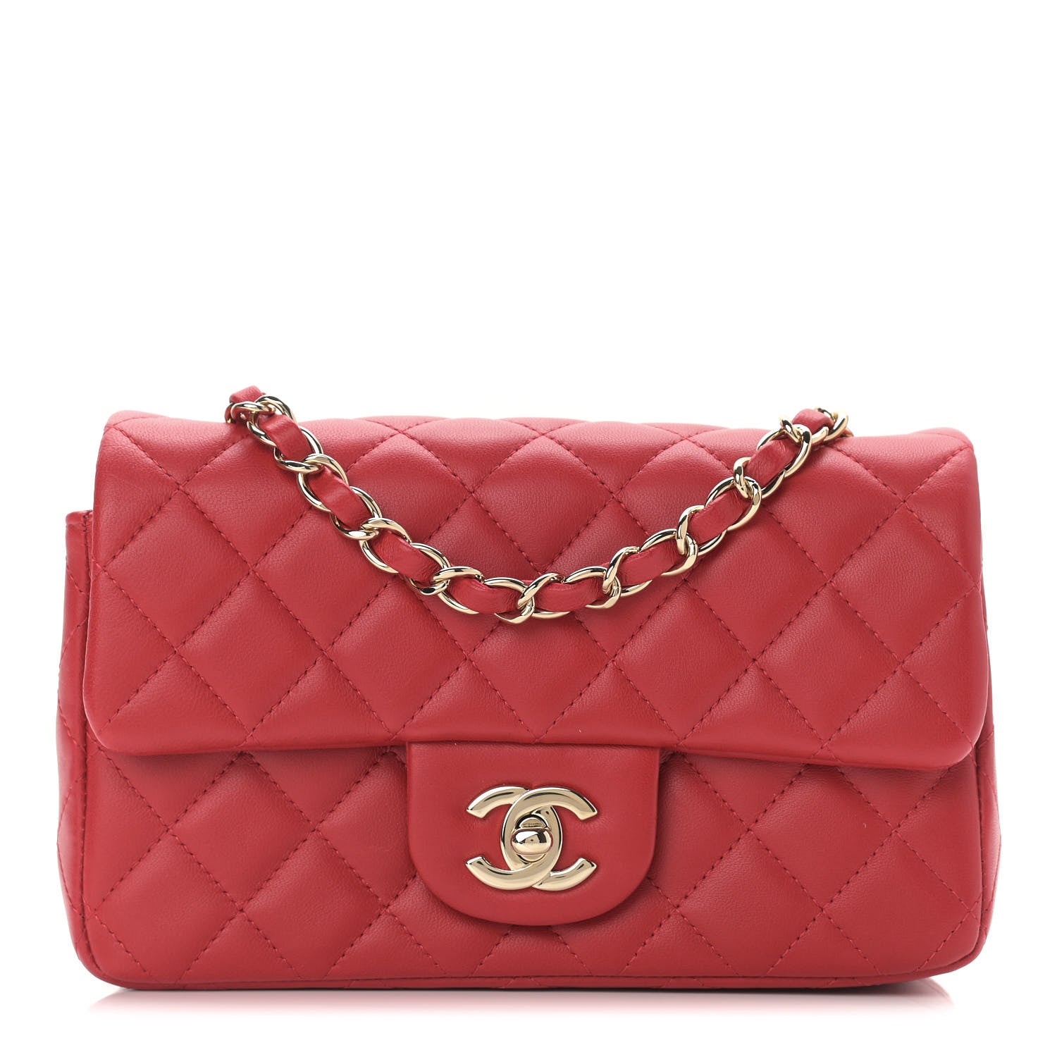 Chanel Lambskin Quilted Mini Rectangular Flap Red 1 of 9