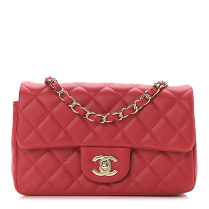 Chanel Lambskin Quilted Mini Rectangular Flap Red 1 of 9