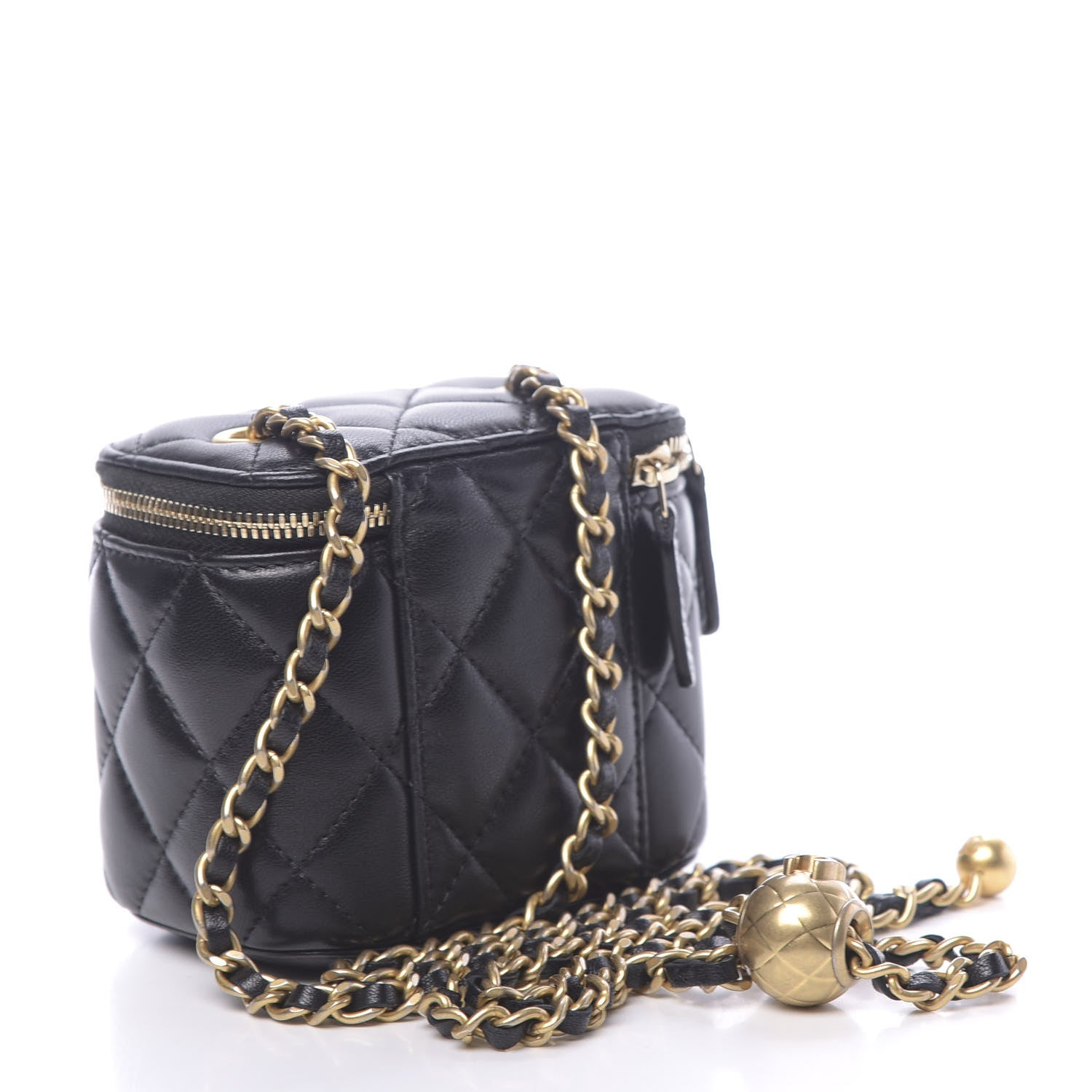 Chanel Lambskin Quilted Mini Pearl Crush Vanity Case With Chain Black 4 of 12
