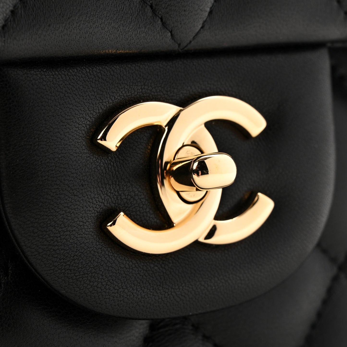 Lambskin Quilted Jumbo Double Flap Black