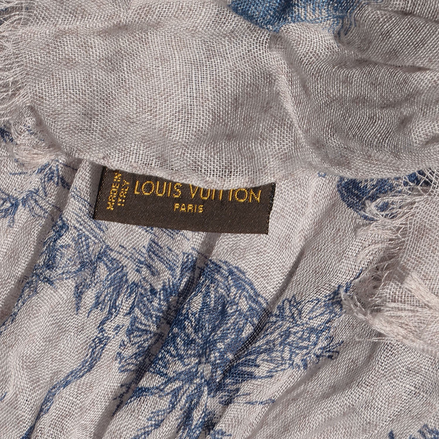 Louis Vuitton Cotton Linen Toile Etole De Louis Pareo Blue 5 of 6