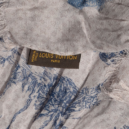Louis Vuitton Cotton Linen Toile Etole De Louis Pareo Blue 5 of 6