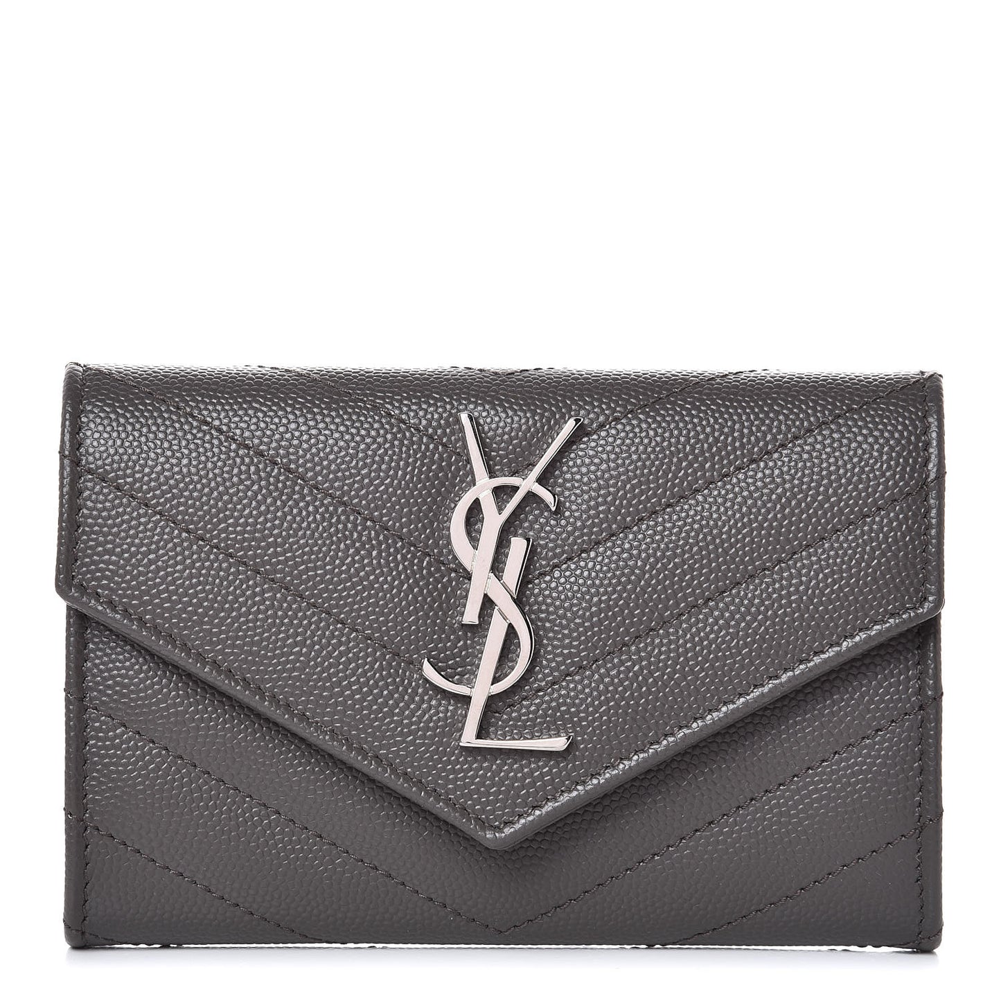 Grain De Poudre Matelasse Chevron Small Monogram Envelope Wallet Earth