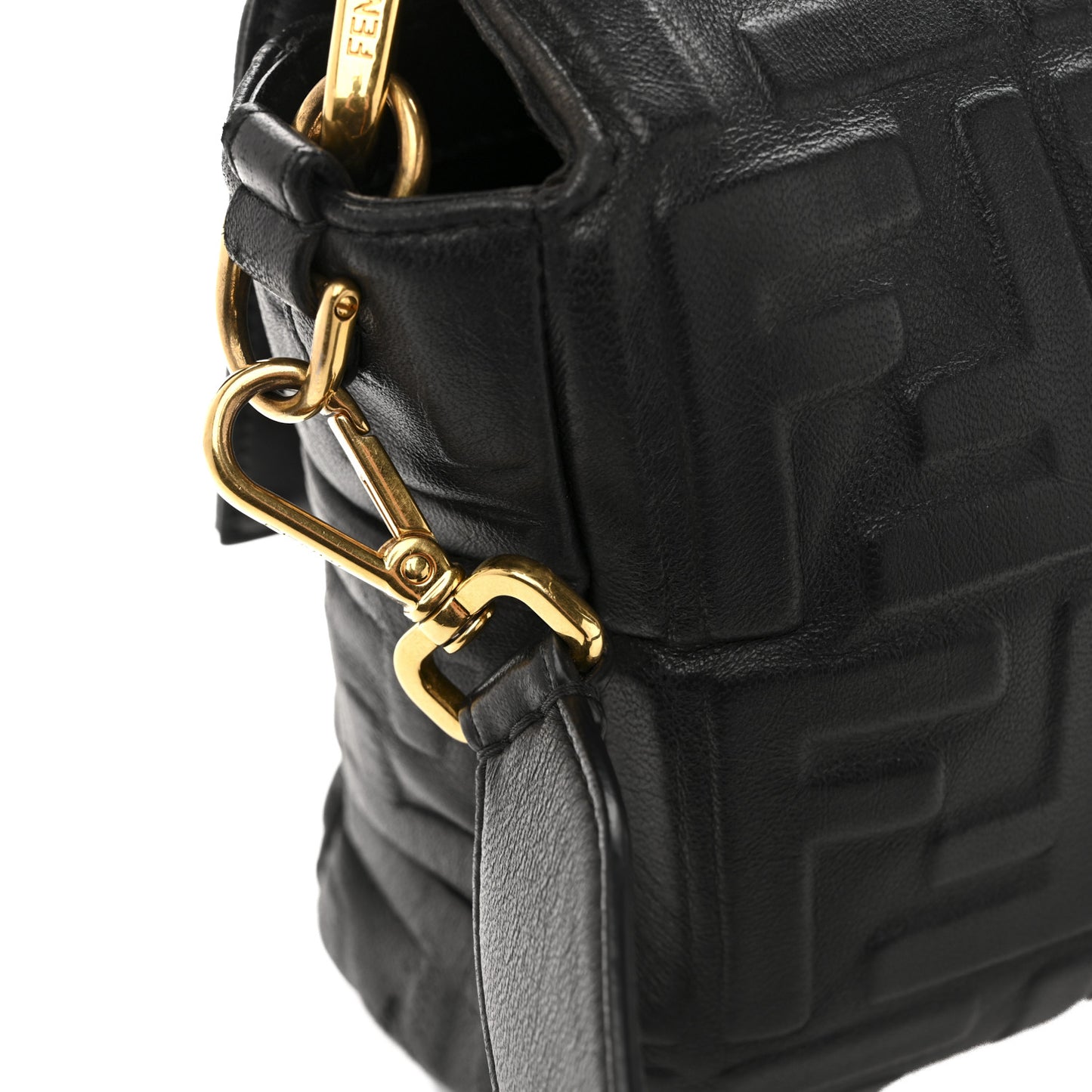 Nappa FF 1974 Embossed Large Baguette Black