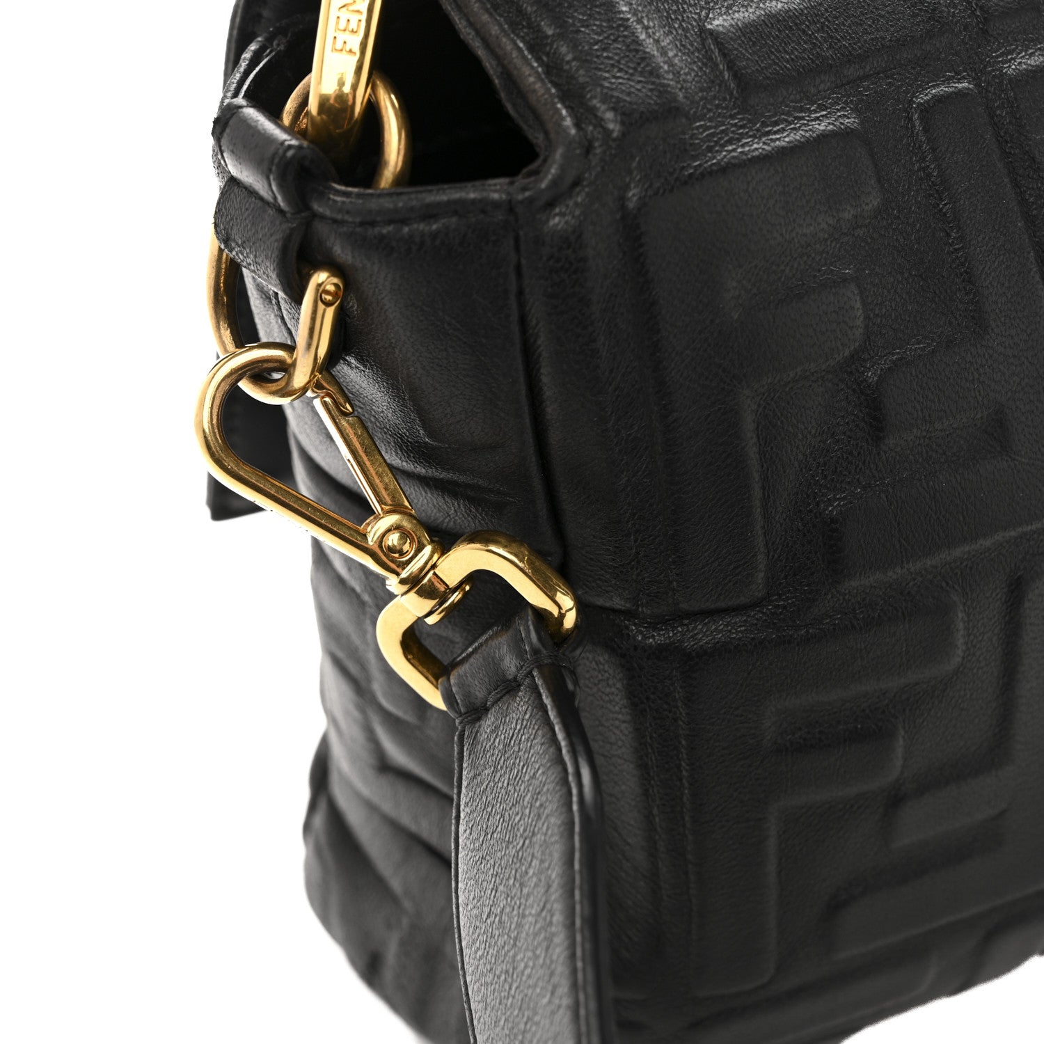 Fendi Nappa FF 1974 Embossed Large Baguette Black 11 of 17