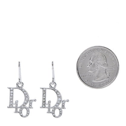 Christian Dior Crystal Logo Earrings Silver 2 of 4