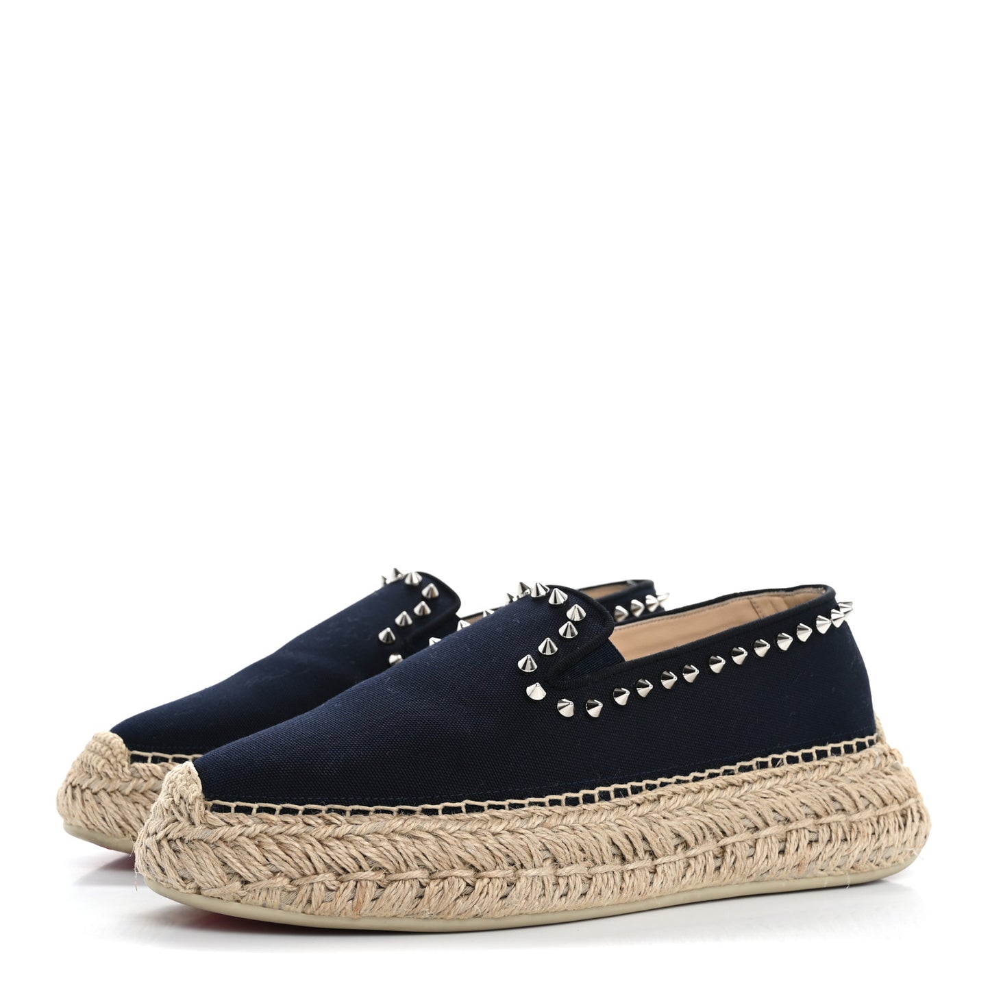 Canvas Espaboat Spikes Flat Espadrilles 37 Black