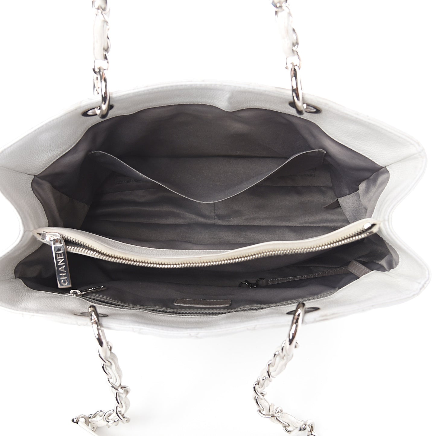 Caviar Quilted Grand Shopping Tote GST White