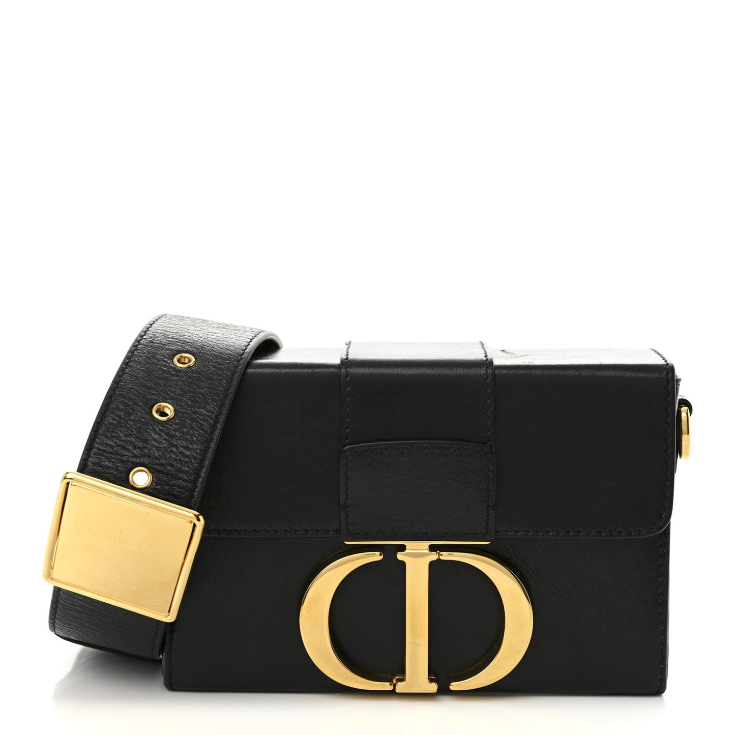 Crackled Lambskin 30 Montaigne Box Bag Black Black