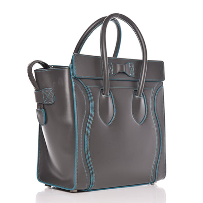 Celine Satin Debossed Calfskin Micro Luggage Anthracite 3 of 12