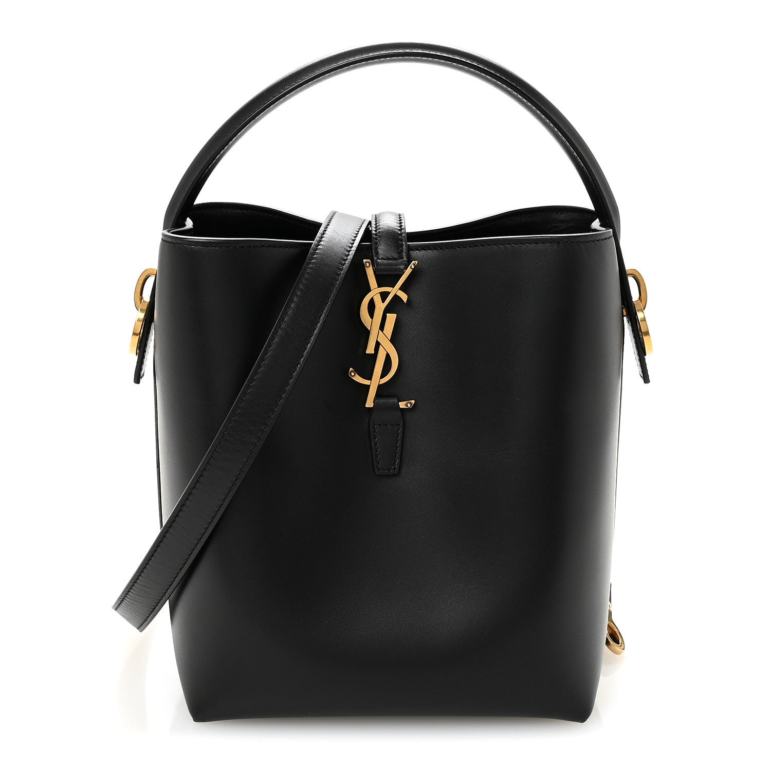 Saint Laurent Smooth Shiny Calfskin Monogram Le 37 Small Bucket Bag Black 1 of 9