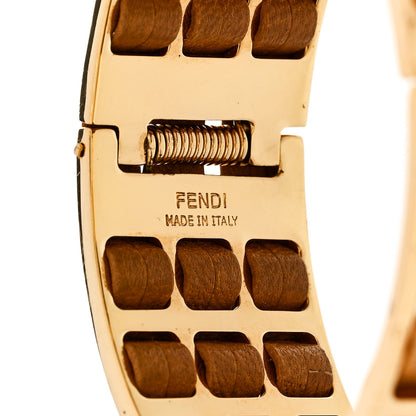 Fendi Metal Nappa Fendista Bracelet Gold Brown 4 of 5