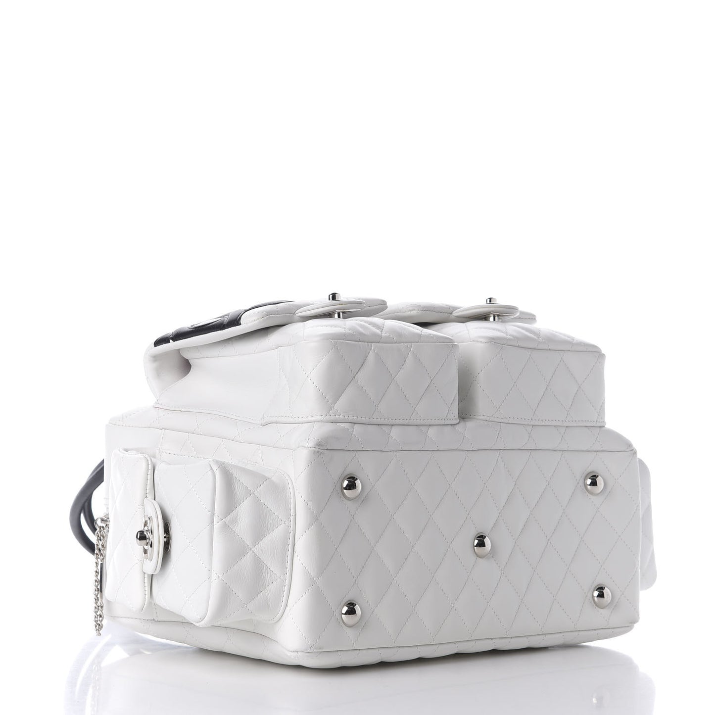 Calfskin Quilted Large Cambon Multipocket Reporter White