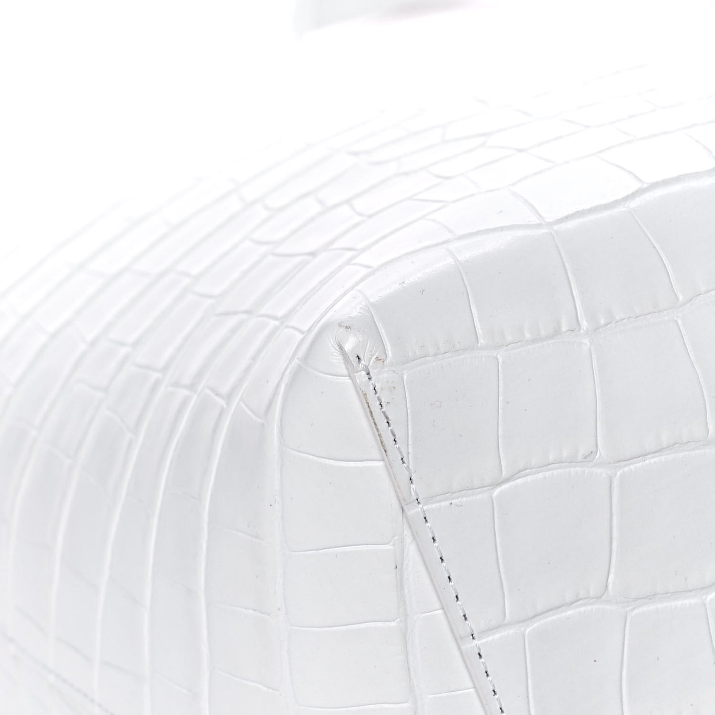 Calfskin Crocodile Embossed Large Shopping Tote White