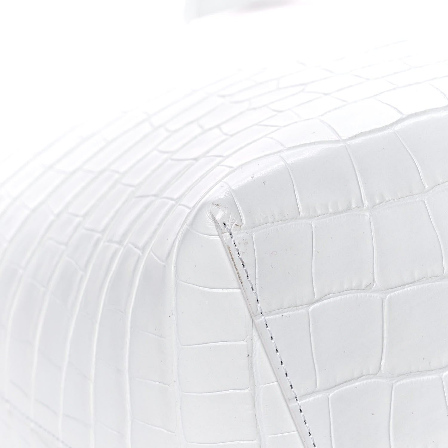 Mansur Gavriel Calfskin Crocodile Embossed Large Shopping Tote White 8 of 12