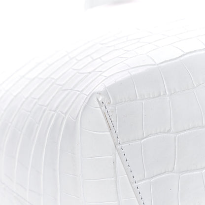 Mansur Gavriel Calfskin Crocodile Embossed Large Shopping Tote White 8 of 12