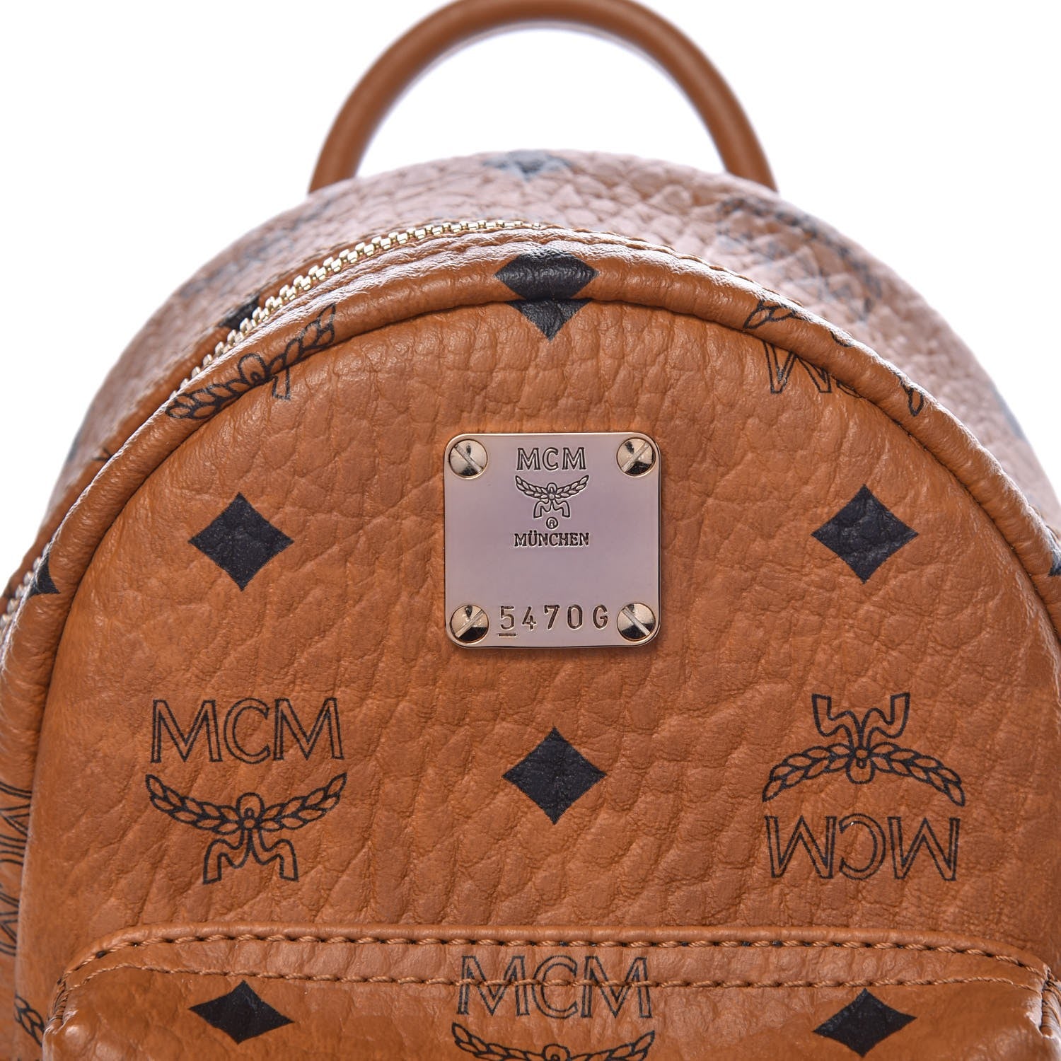 MCM Visetos Side Stud X-Mini Stark Backpack Cognac 10 of 11