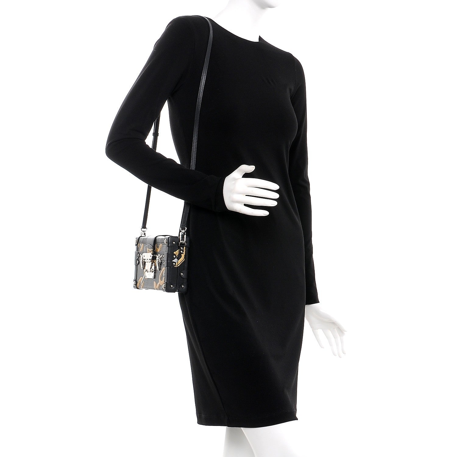 Louis Vuitton Epi Chain Flower Petite Malle Black 2 of 7