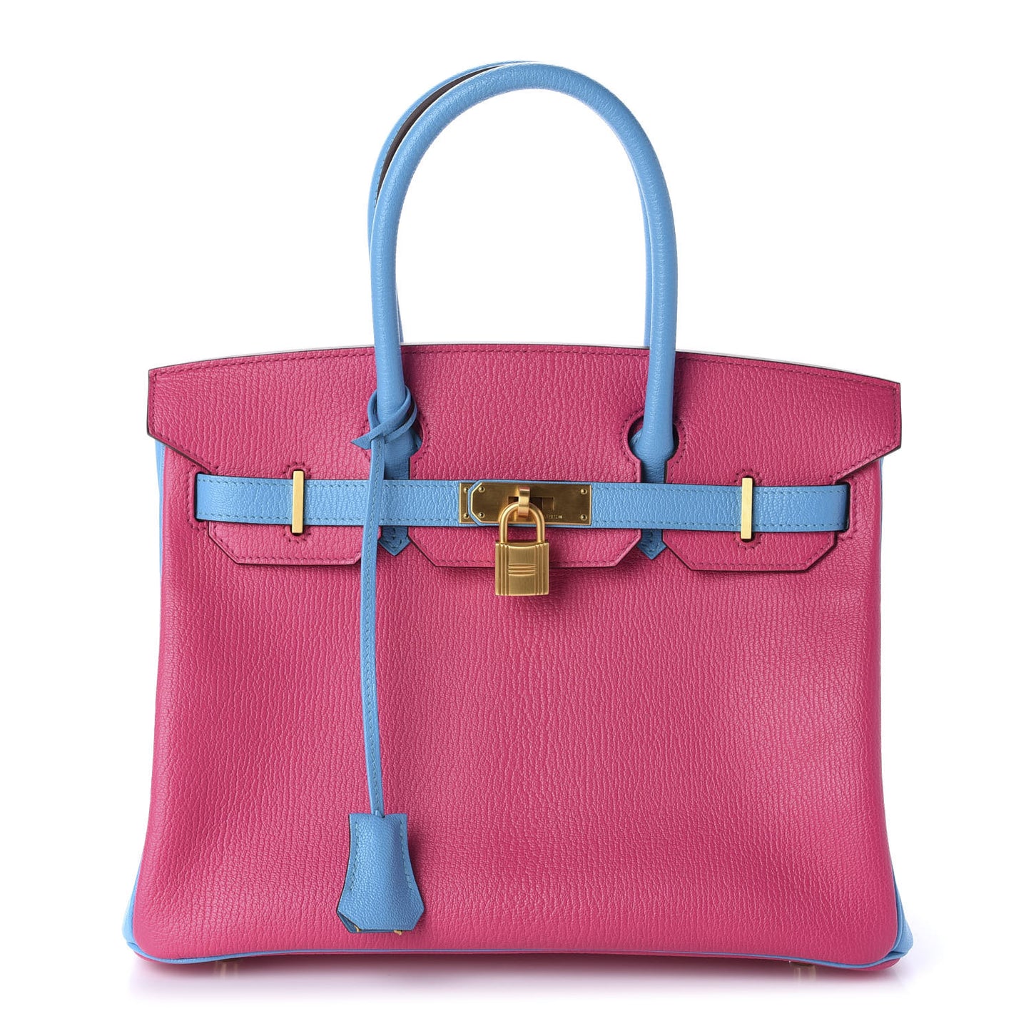 Chevre Mysore Horseshoe Birkin 30 Rose Shocking Celeste