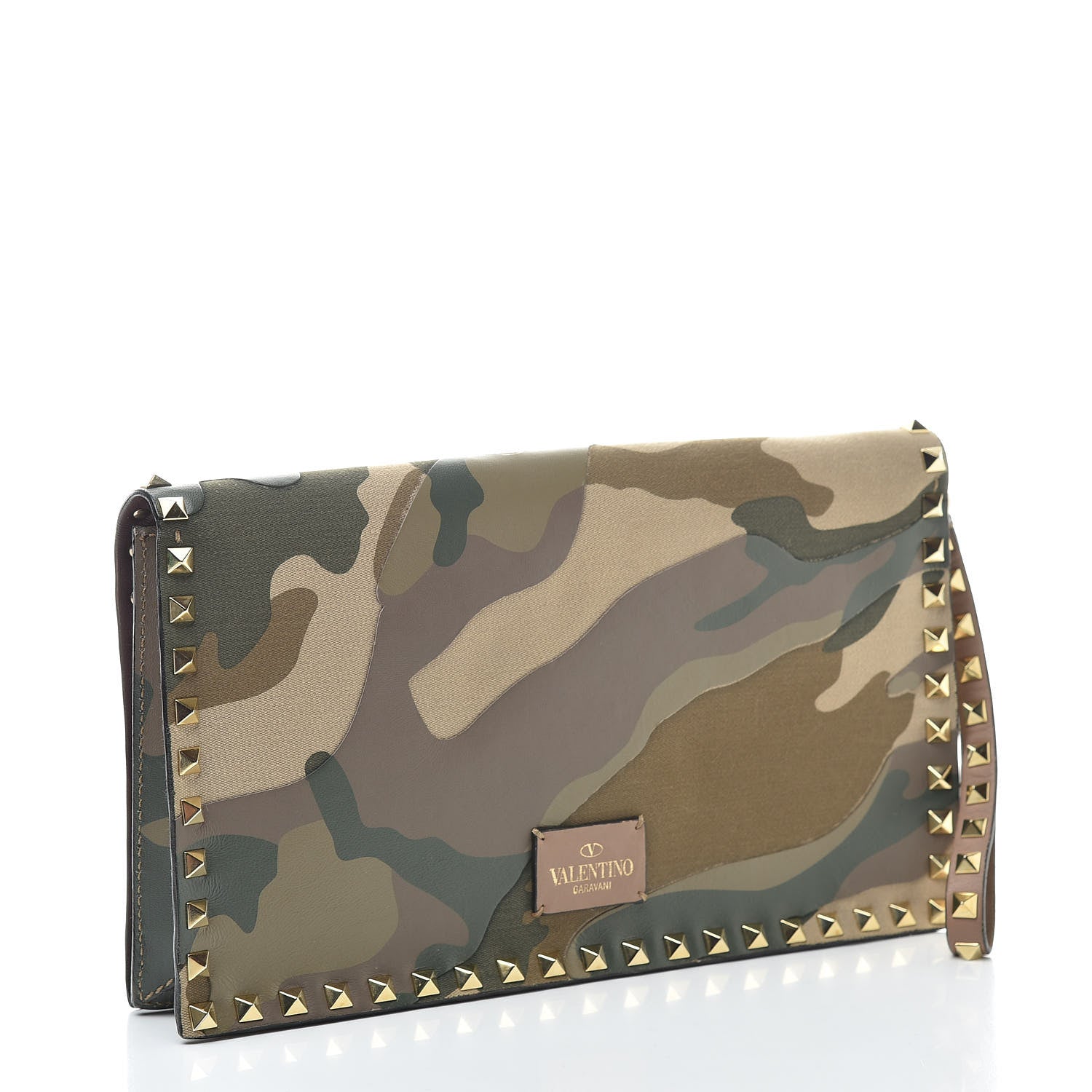 Valentino Garavani Nappa Canvas Camouflage Rockstud Wristlet Clutch Multicolor 3 of 11