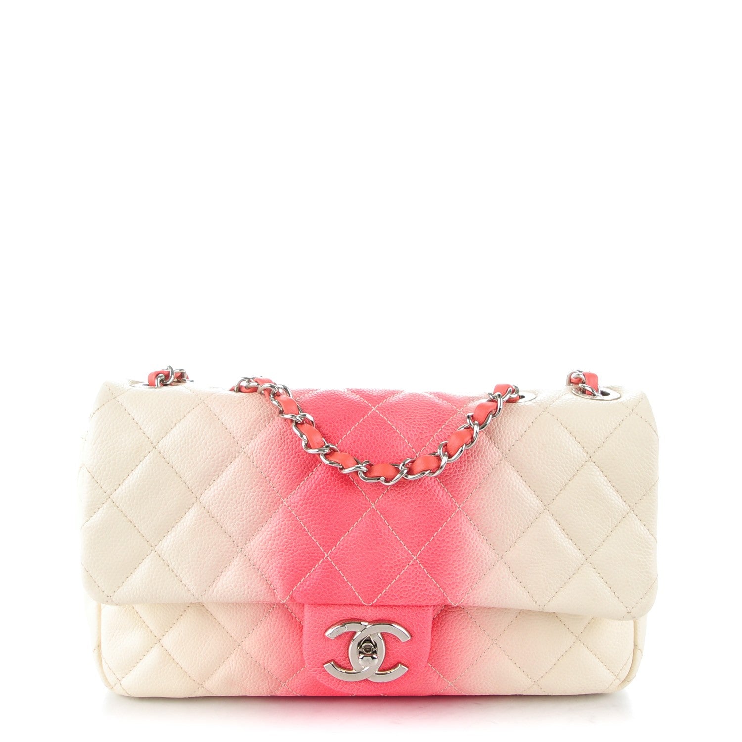 Chanel Caviar Quilted Ombre Medium Single Flap White Rose Pink 1 of 8