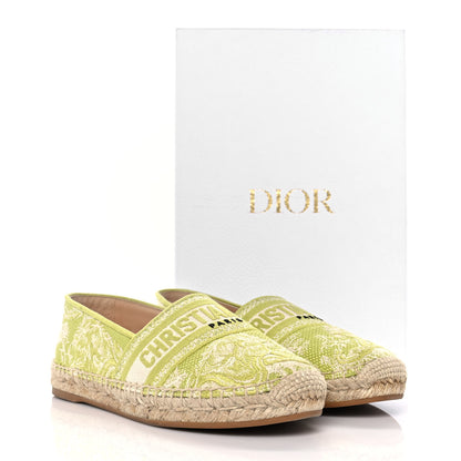 Christian Dior Embroidered Toile De Jouy Granville Espadrille 38.5 Off White Green 9 of 9