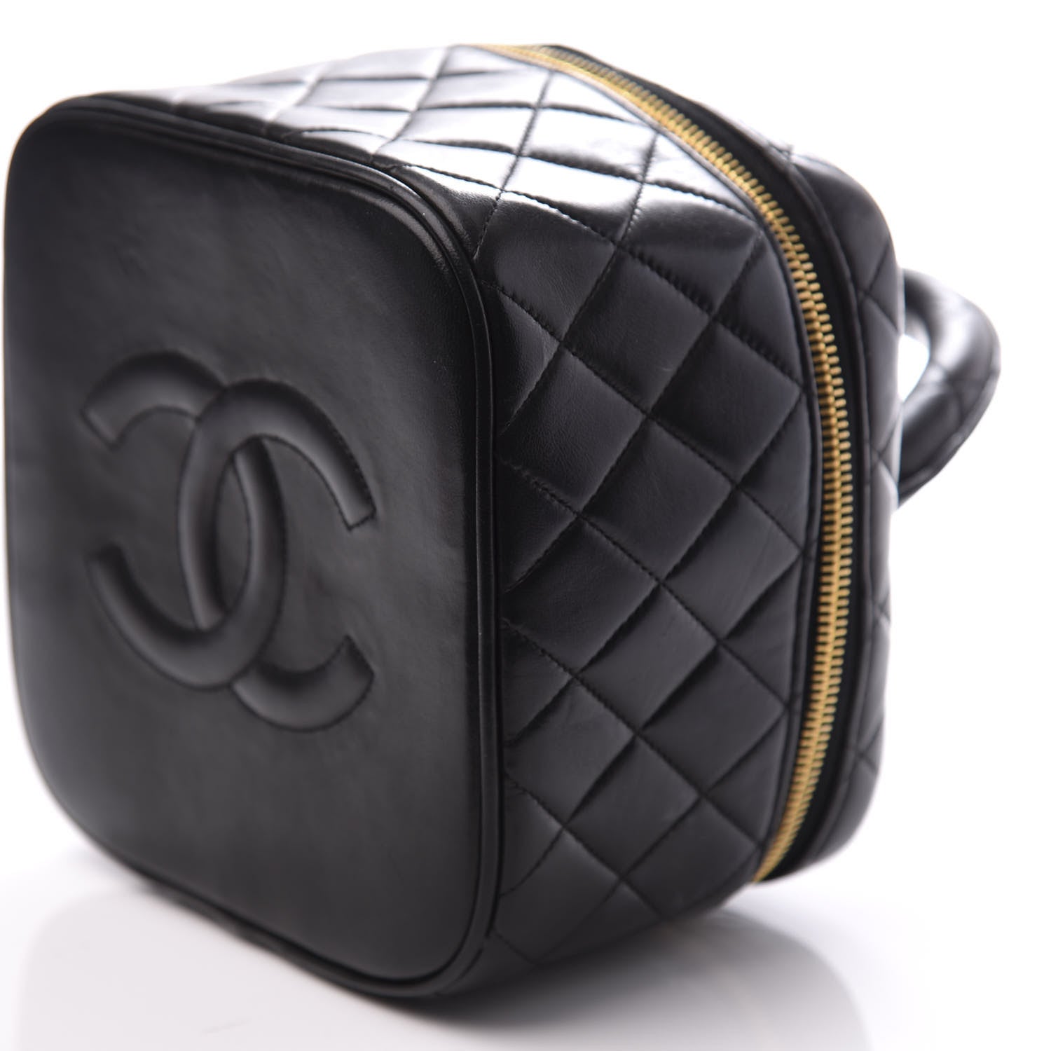 Chanel Lambskin Quilted Vanity Cosmetic Case Black 9 of 10