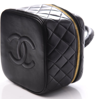 Chanel Lambskin Quilted Vanity Cosmetic Case Black 9 of 10