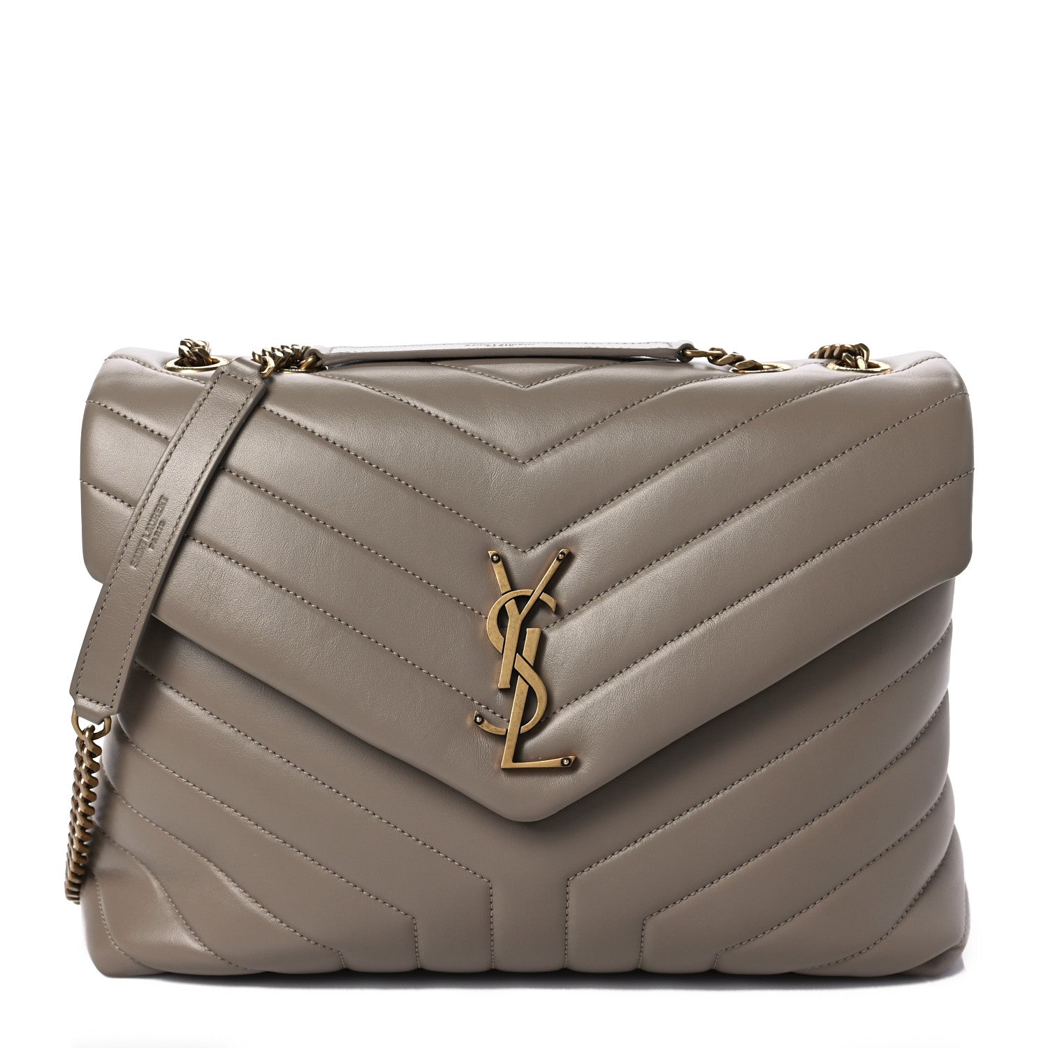 Saint Laurent Calfskin Y Quilted Monogram Medium Loulou Chain Satchel Taupe 1 of 7