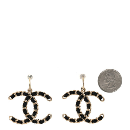 Chanel CC Chain Earrings Light Gold Black 2 of 5