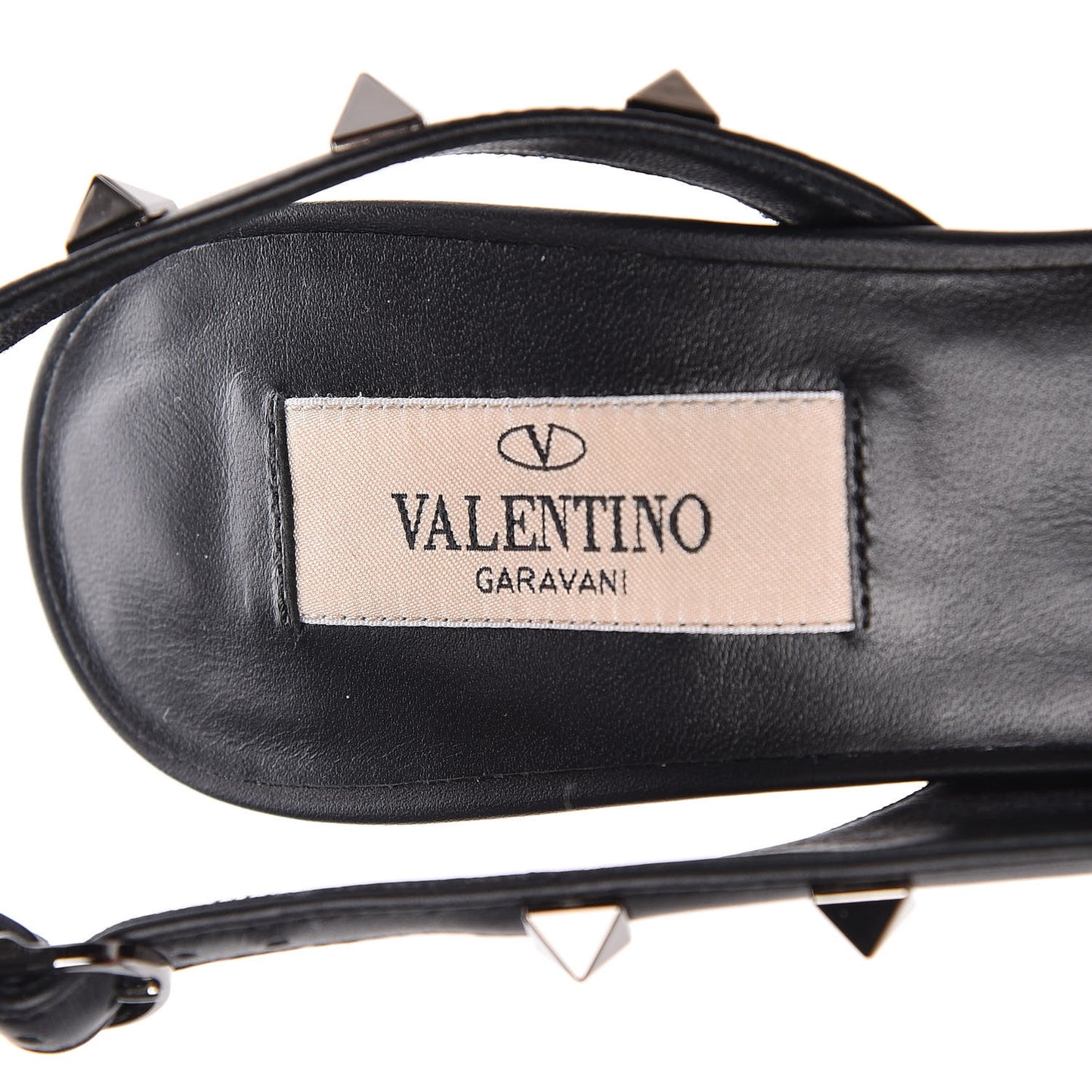 Wrinkled Patent Rockstud Half D'Orsay Slingback 85mm Pumps 37.5 Black