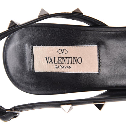 Valentino Garavani Wrinkled Patent Rockstud Half D'Orsay Slingback 85mm Pumps 37.5 Black 6 of 10