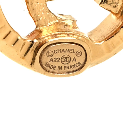 Chanel Metal Crystal Textured CC Round Earrings Gold 4 of 4