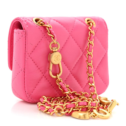 Chanel Lambskin Enamel Quilted Mini Chain Belt Bag Pink 3 of 14