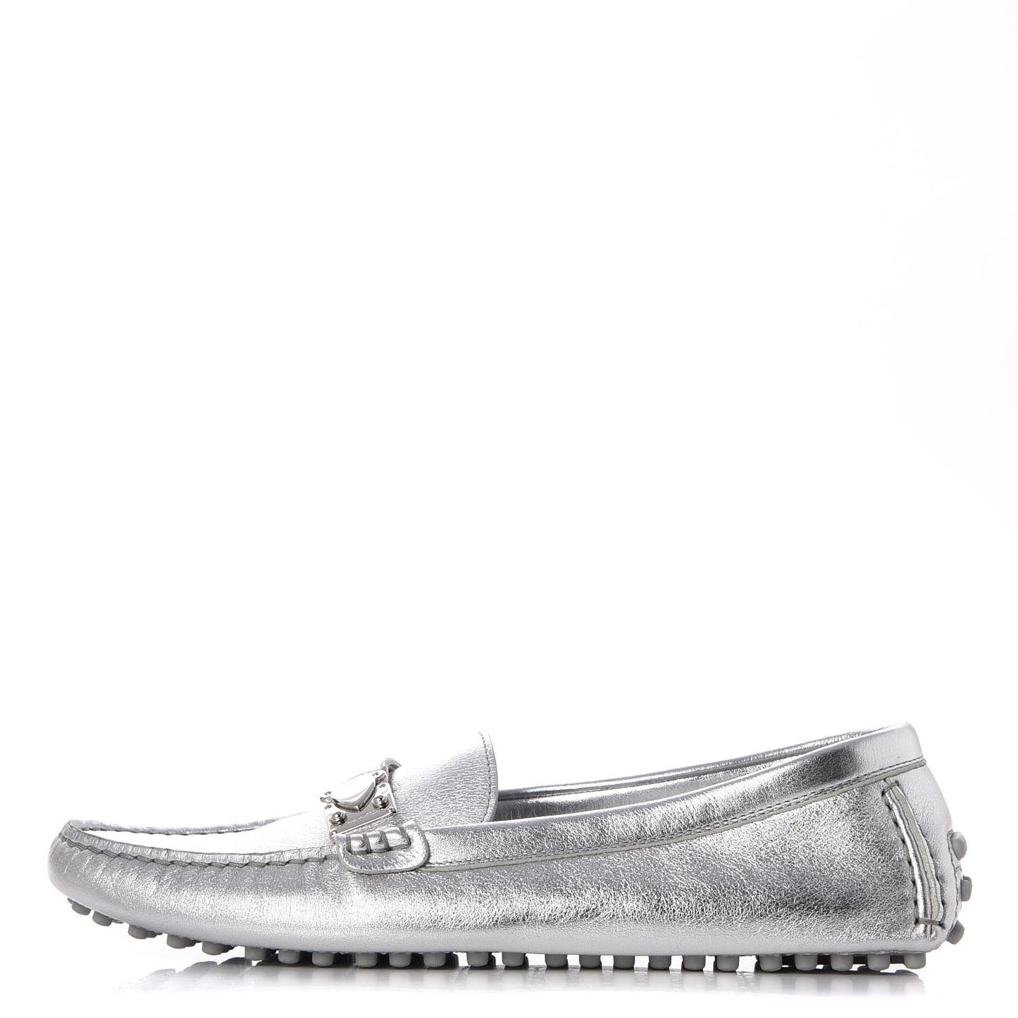 Metallic Calfskin Lombok Mocassin Loafer 38.5 Silver