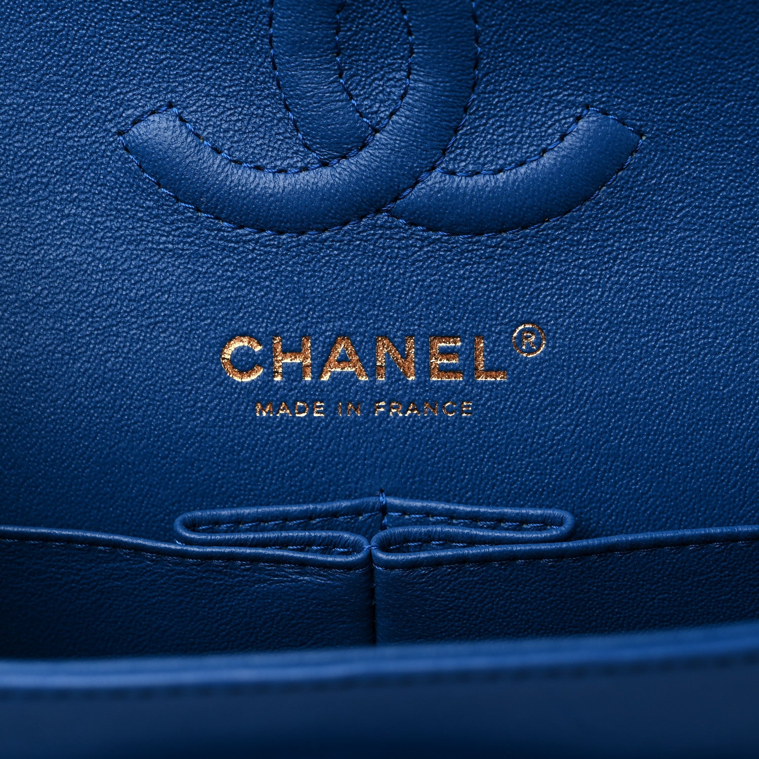 Chanel Lambskin Chevron Quilted Medium Double Flap Blue 6 of 9