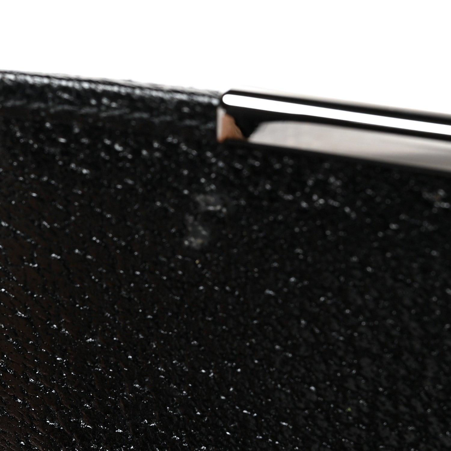 Gucci Monogram Textured Calfskin Metal Bar French Flap Wallet Black 9 of 11